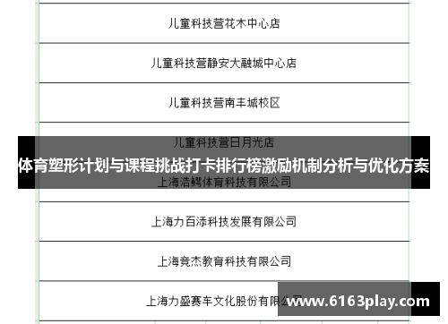 体育塑形计划与课程挑战打卡排行榜激励机制分析与优化方案